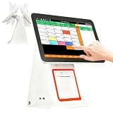 FRANREADER Restaurant POS System with 15.6-Inch Touchscreen - All-in-One Cash Register for Small Business, 8GB RAM 128GB SSD, Retail Store Payment Terminal with Receipt Printer (Dual Screen) White