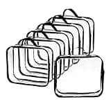 Fasmov 6 Pack Large Clear Travel Packing Cube, See-Through PVC Organizer, Vinyl Zippered Storage Bags Multipurpose Pouch with Handle for Suitcase Pants, Cashmere, Sweaters Shirts Dress Storage