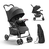 BabyVista Lightweight Umbrella Stroller, Travel Stroller with Near-Flat Recline & Snack Tray, Compact Folding with One Hand, UPF50+ Sun Canopy, Theme Park Approved