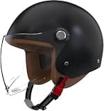 Retro 3/4 Motorcycle Half Helmets,DOT Approved Vintage Scooter Dirt-Bike Go-Kart Moped Electric Bicycle Light Quick Buckle Open Face ATV Helmet for Adult Men Women(Black)