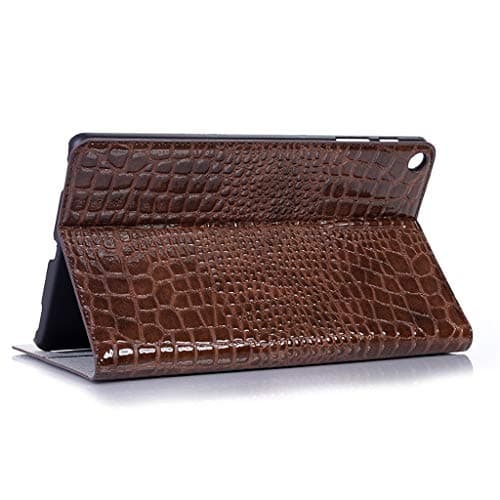 Flat Case for Samsung Galaxy Tab A SM-T515/T510 2019 10.1Inch Tablet Case Slim Stand Cover Crocodile Pattern (Brown)