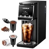 KIDISLE Hot & Iced Single Serve Coffee Maker for K Cup & Grounds, 6–16oz Brew Sizes, 40oz Water Tank, Reusable Pod Filter, Easy-to-Use for Home, Office, Dorm, Black