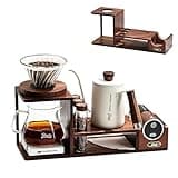Bincoo Black Walnut Coffee Station Organizer,Coffee Tool Organizer Stand, Espresso Accessory Rack for Coffee Bar, Coffee Station Storage for Kettle,Manual Coffee Grinder Organizer Stand