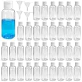 Lnrueg 60 Pcs 2 oz Clear Plastic Empty Travel Bottles, 60 ml Mini Lotion Bottles with Flip Cap, Refillable Liquid Dispensers, Travel-size Containers for Lotion, Shampoo, Conditioner, Body Wash
