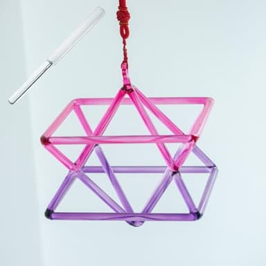 XBTGS Quartz Chakra Singing Set, Crystal Singing Pyrid with Striker & Hanging Strap, Percussion Instrument for Yoga Meditation & Sound Healing, Dual Color,-6inch
