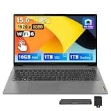 Lenovo IdeaPad 3 15.6" FHD IPS Touchscreen Laptop, Intel Core i3-1115G4, 16GB DDR4, 2TB Storage(1TB SSD+1TB Docking Station Set), Intel UHD Graphics, Win 11 Home, WiFi 6, HD 720p Webcam, Grey