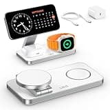 UEQ Foldable 3 in 1 Wireless Charging Station for Apple Compatible with Magsafe Charger Stand,Magnetic Wireless Charger Station for iPhone 17 Air 16 15 14 13 12 Series,Airpods Pro,Apple Watch (White)