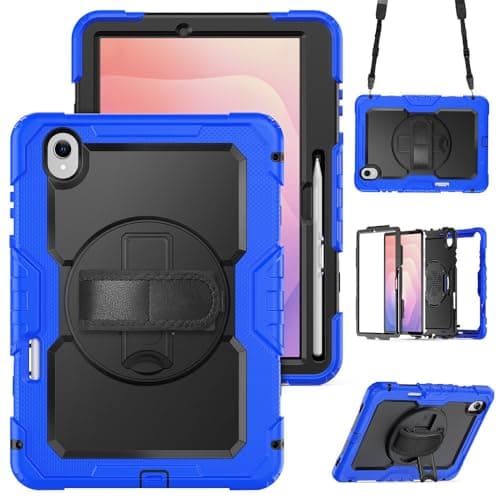 for Samsung Galaxy Tab S11 SM-X730 X736B Case 11.0" Tablet Case 3-Layer Drop Proof Protective Cover with Built-in Screen Protector, Adjustable Hand/Shoulder Strap & Pen Holder - H