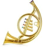 Lewtemi Gold Horn Musical Instruments Toy for Kid Toddler Fake Plastic Preschool Music Toy Gift Portable Wind Instrument Early Educational Teaching Songs Gifts for Toddlers Children