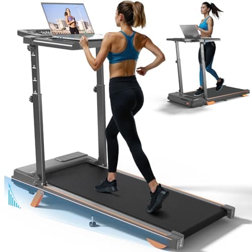 Walking Pad Treadmill with Handle Bar & Incline, Advzon Portable Adjustable Treadmill with Desk for Home, Full Screen LED Display, 1.5HP