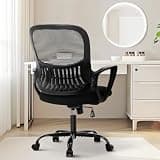 Sweetcrispy Home Office Managerial Executive Chair with Ergonomic Design, Mid-Back Mesh 360° Swivel, Comfortable Lumbar Support, Comfy Arms for Bedroom,Study,Student, Black