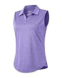 G Gradual Sleeveless Golf Shirts for Women Collared V Neck Tennis Tank Top Cooling Polo UPF 50+ Quick Dry Lightweight, Heather Dark Purple, Large