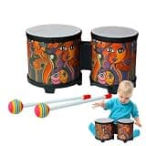 Kids Bongos | Cute Hand Drum Musical Toy | Cute Hand Drum Wooden with 2 Colorful Drumsticks, Musical Instruments Hand-Crafted for Kids Adults Professional