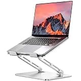 LOXP Adjustable Laptop Stand, Portable Laptop Riser, Aluminum Laptop Stand for Desk Foldable, Ergonomic Computer Notebook Holder for Desk, Office Desk Accessories (10-15.6'')- Silver
