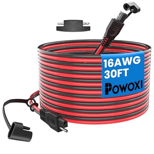 POWOXI 30FT SAE Extension Cable 16 AWG Quick Disconnect Wire Harness SAE to SAE Connector for Solar Panel Wire Battery Automotive RV Motorcycle Tractor