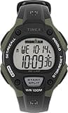 Timex Men's Ironman Triathlon Classic 30 38mm Resin Strap Watch – Green Case Black Top Ring with Black Resin Strap
