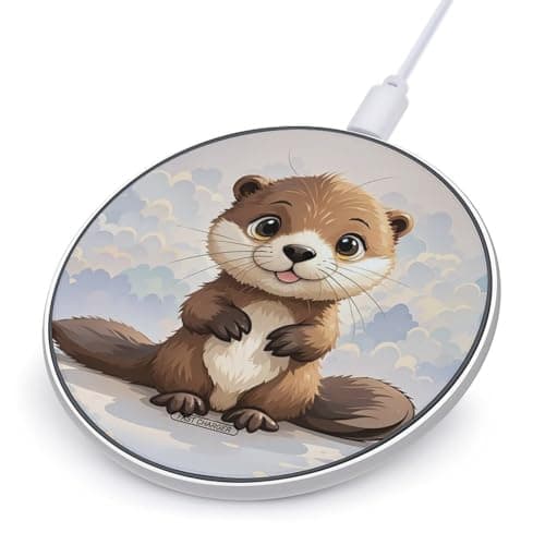 Cute Brown Otters Wireless Charger Portable 10W Fast Wireless Charging Pad Compatible with Phone Ultra-Thin Charging Station Lightweight Charger Mat for Travel Home Office Desk