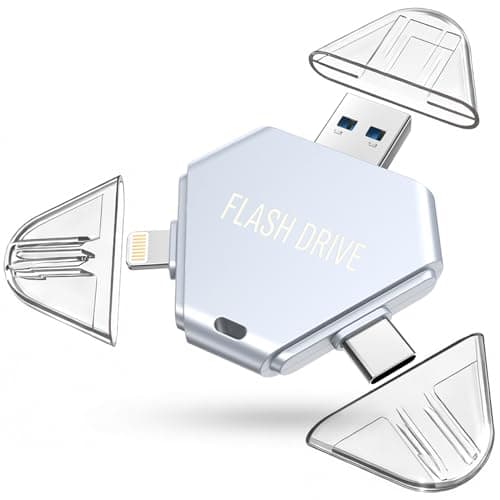 MFi Certified 64GB Flash Drive for iPhone, 3 in 1 Photo Stick with Lightning/Type-C/USB-A, Photo Stick for iPad Android Mac PC, for Photos Videos and File Backup,Available Space: ~58GB,Gray
