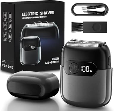 Electric Foil Shaver for Men,Compact 3D Floating Shaving Heads,Electric Razor for Men,IPX8 Waterproof,USB-C Fast Energy,90-Min Runtime,LED Info Display,Wet/Dry Adaptability,Travel Lock Gifts for