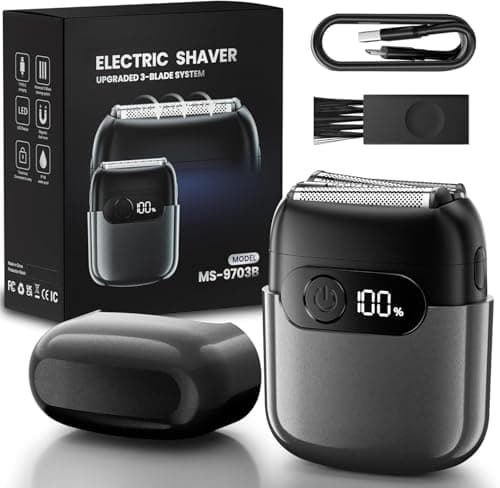 Electric Foil Shaver for Men,Compact 3D Floating Shaving Heads,Electric Razor for Men,IPX8 Waterproof,USB-C Fast Energy,90-Min Runtime,LED Info Display,Wet/Dry Adaptability,Travel Lock Gifts for