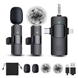 Ocwqp 3-in-1 Professional Wireless Lavalier Microphone for iPhone Android Camera, 2-Pack Universal Clip-on Lapel Mic for Video Recording, YouTube Podcast Vlog TikTok Live Streaming, Content Creator