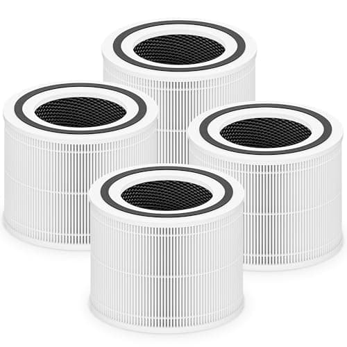 Core 300 Replacement Filter for LEVOIT Core 300 Core 300S Core 300-P Core 300S-P Air Purifier, 3-in-1 High Efficiency Activated Carbon, Compared to Part # Core 300-RF, 4 Pack, White