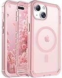 jaroco Magnetic for iPhone 15 case, [Compatible with MagSafe][Military Grade Drop Protection][Heavy Duty Protection][Non-Slip][Shockproof] with 2-Layer Durable Bumper Phone Case 6.1''-Light Pink