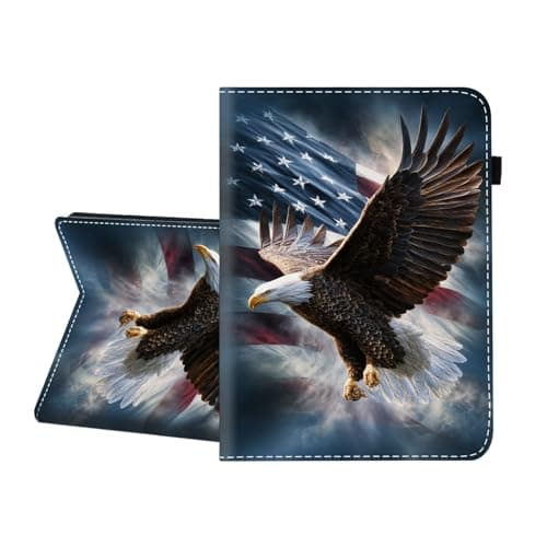 CICPLKSE Case for iPad (A16) 11th Generation 11-inch 2025, iPad 10th Generation 10.9-inch 2022,Premium PU Leather Cover with Auto Sleep Wake,American Flag Bald Eagle