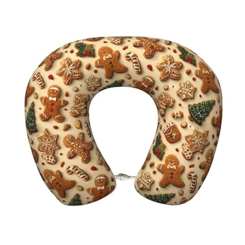 Guxkoqu Gingerbread Holiday Sweets (2) Print Neck Pillow for Traveling,Travel Neck Pillow for Airplane Pure Memory Foam Travel Pillow for Flight Headrest Sleep