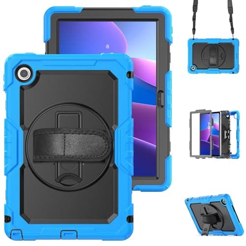 HYWOO Case for Lenovo Tab 10.1'' 2025 TB-311FU / TB-311XU,2-in-1 PC+TPU for Your Tablet Model with Screen Protector, Shoulder Strap, Pen Holder & Padded Bag (Light Blue)