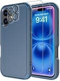 Diverbox for iPhone 16 Case [Shockproof] [Dropproof] [Tempered Glass Screen Protector + Camera Protectors] Heavy Duty Protection Phone Case Cover for Apple iPhone 16 (Blue)