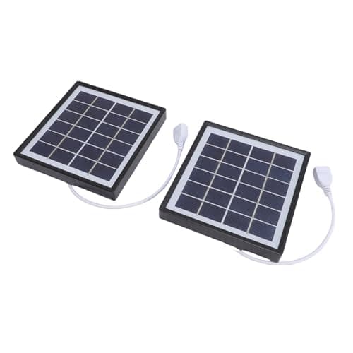 Sanpyl Solar Panel with LED Bulb, Monocrystalline Portable USB Solar Panel Charger for Camping Hiking Fishing Tent Outdoor, 2 Pack (Black)