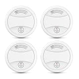 Battery Powered Detector Household Indoor Safety Monitor Battery Operated with Test Mute & Low Power Indicator Light (4P)