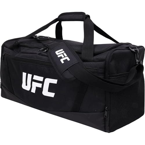 UFC Gym Bag, 22 Inch Carry On Large Travel Duffel Bag for Men and Women, Shoe Compartment, MMA Workout Equipment and Sports Accessories, Black