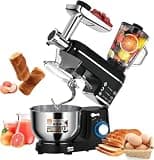 Electric Tilt Head Kitchen Mixer,3 in 1 Multifunctional Stand Mixer,6 Speed Dough Mixer,With Stainless Steel Bowl,For Cake,Bread,Dough,Home Cooking and Juice Blending Black