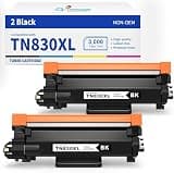 Q-image 830-2Black Toner Cartridges Replacement for TN830 830XL Toner for Brother Printers, Work with DCP-L2640DW MFC-L2820DW HL-L2400D HL-L2460DW HL-L2405W HL-L2465DW HL-L2480DW(2 Black)
