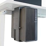 Bylitco Universal Wall or Under Desk CPU Mount, Small PC/NAS Bracket – 4.5 to 9.2 inch Wide Computer Holder, Space-Saving Design with Safety Lock,Max Load 32Lbs