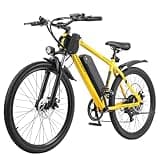 Hoverfly OUREA Electric Bike 26", 750W Peak Motor Mountain Ebike, Up to 40 Miles 20MPH Removable Battery, 7-Speed and Shock Absorber, Electric Commuter Bike for Adults Yellow