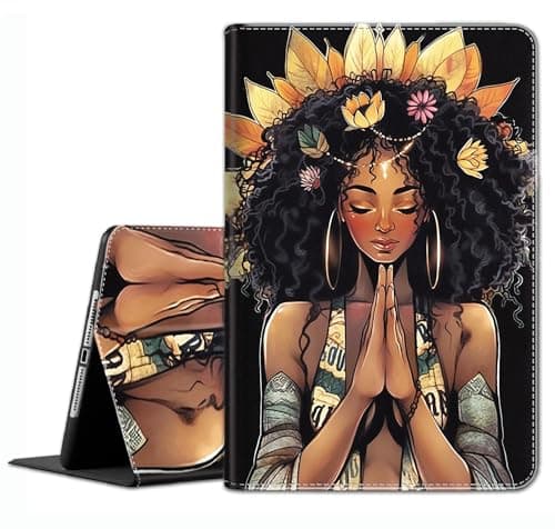 Case for iPad A16 11th Gen 11 Inch (2025), 10th Gen 10.9 Inch (2022) Model A3354, A3355, A3356, A2696, A2757, A2777 ，Slim Fit Standing Cover with Auto Sleep/Wake，African American Black Girls
