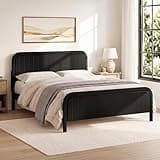 VilroCaz Queen Size Platform Bed with Headboard and Footboard, Traditional Wood Platform Bed Frame with Slats Support, Noise-Free Design, No Box Spring Needed, Easy Assembly (Black-6.10, Queen)