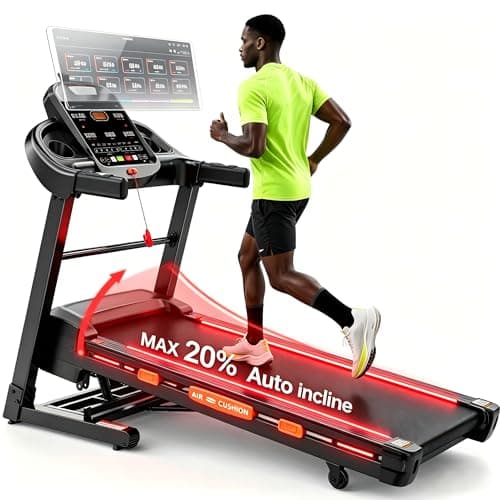 Auto Incline Running Treadmill - 20-Level Incline Folding Treadmill, 12 MPH Max Speed, 400 LBS Capacity, Wide Running Belt, Bluetooth & Step Counter, Upgraded 2026