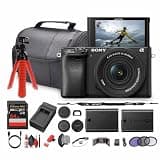 Sony a6100 Mirrorless Camera with 16-50mm f/3.5-5.6 II Lens (ILCE6100KB) + 64GB Memory Card + NP-FW50 Battery + Camera Bag + Charger + Flexible Tripod + Cleaning Kit + HDMI/Micro Cable + More