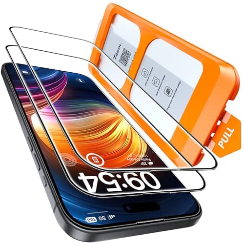 TOCOL Screen Protector Compatible with iPhone 15 6.1", 2 Pack Military Grade Aerospace Tempered Glass 9H+ Hardness 12Ft Shatterproof Drop Protection Sensitive Touch Easy Installation Bubble-Free Anti-Scratch Case Friendly Clear