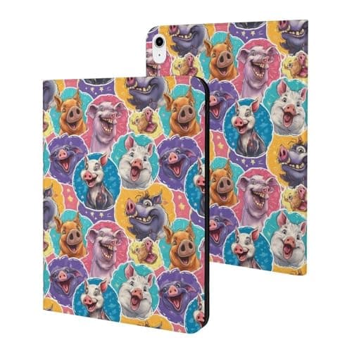 Cute Cartoon Smiling Pigs Print Compatible with iPad A16 Case 11 Inch 2025, Tablet Cover Compatible with iPad 10th Generation Case 10.9 Inch 2022 with Stand Slim Auto Wake/Sleep