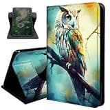 Case for Fire HD 8 & Fire HD 8 Plus Tablet (12th Generation/10th Generation,2024/2022/2020 Release),with Auto Sleep/Wake 360 Degree Rotating Swivel Adjustable Stand Cover,One owl in Branch