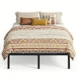 VASAGLE Full Metal Bed Frame 14 Inches Tall, 1100 lb Weight Capacity, No Box Spring Needed, with Under-Bed Storage, Easy Setup, Heavy-Duty Platform Bed, Mattress Retainers, Matte Black URMB652BD02S