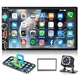 Driauto 7" Double DIN Car Stereo Car Radio with HD Touch Screen Wired Mirror Link Bluetooth, 2 Din Audio Receiver Support Double USB AUX SD FM EQ Colorful Light Steering Wheel Control+ Backup Camera