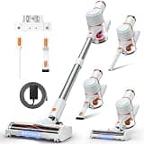 Cordless Vacuum Cleaner, Stick Vacuum with LED Touch Screen, 45KPA Powerful Suction, Up to 60 Mins Runtime, 7-Stage HEPA Filter, V-shaped Anti-Tangle Brush, Vacuum for Carpet, Hard Floor, Pet Hair