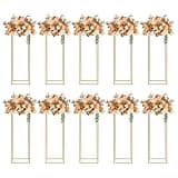 HAOREBAIYU 10PCs Gold Metal Flower Stand Set for Wedding Table Centerpieces, Geometric Floral Vase Holder for Party & Home Decor (60cm & 80cm Heights) (80cm Heights)