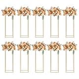 HAOREBAIYU 10PCs Gold Metal Flower Stand Set for Wedding Table Centerpieces, Geometric Floral Vase Holder for Party & Home Decor (60cm & 80cm Heights) (80cm Heights)